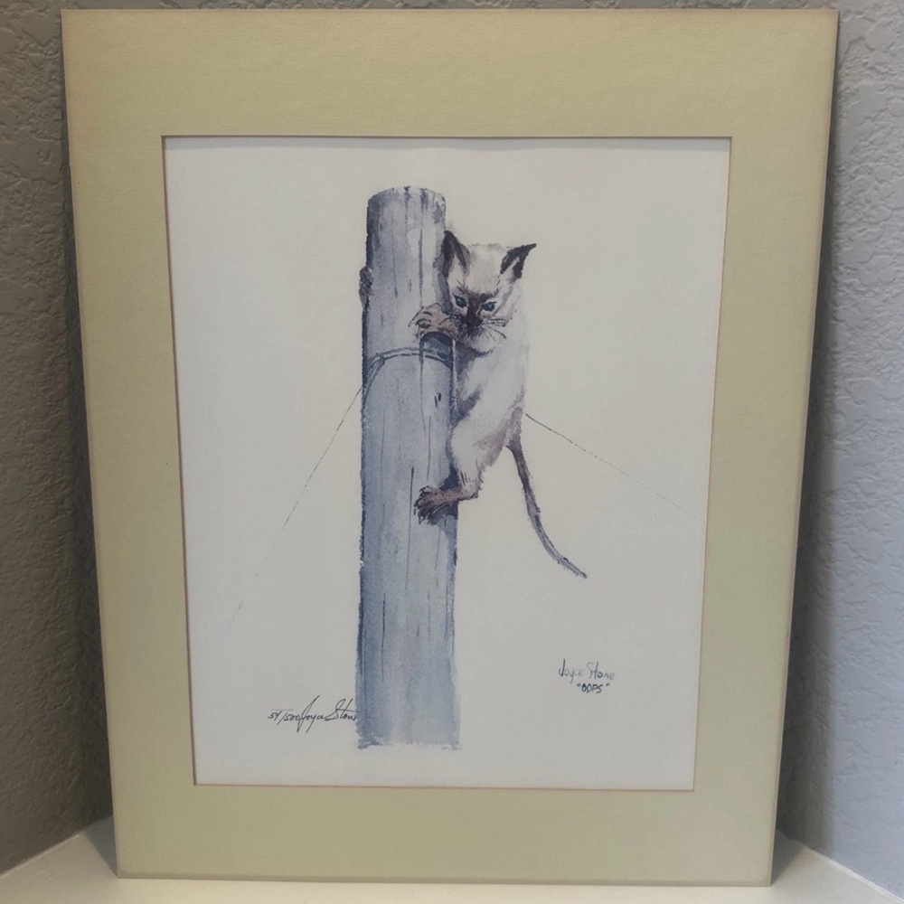 Vintage 1979 Joyce Stone“Oops”Signed LimitedEdition Cat Print 54/500 Siamese Art